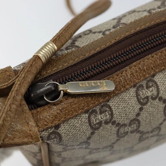 GUCCI GG PLUS Canvas Shoulder Bag PVC Leather Beige Auth th6401 - Picture 10 of 16
